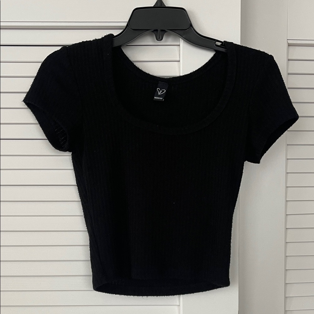 Windsor Black Ribbed Crop Top